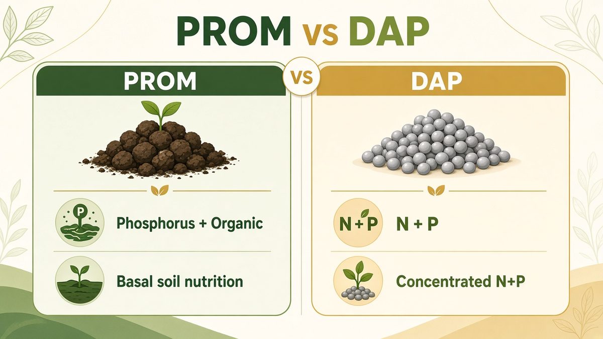 PROM vs DAP comparison: phosphate rich organic manure versus DAP fertilizer