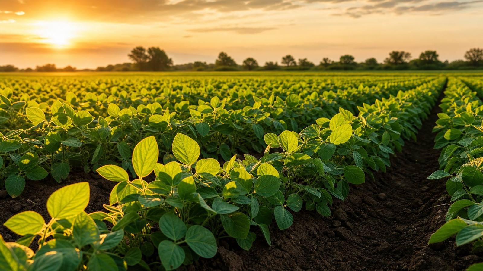 Healthy agricultural crop field supported by organic fertilizer